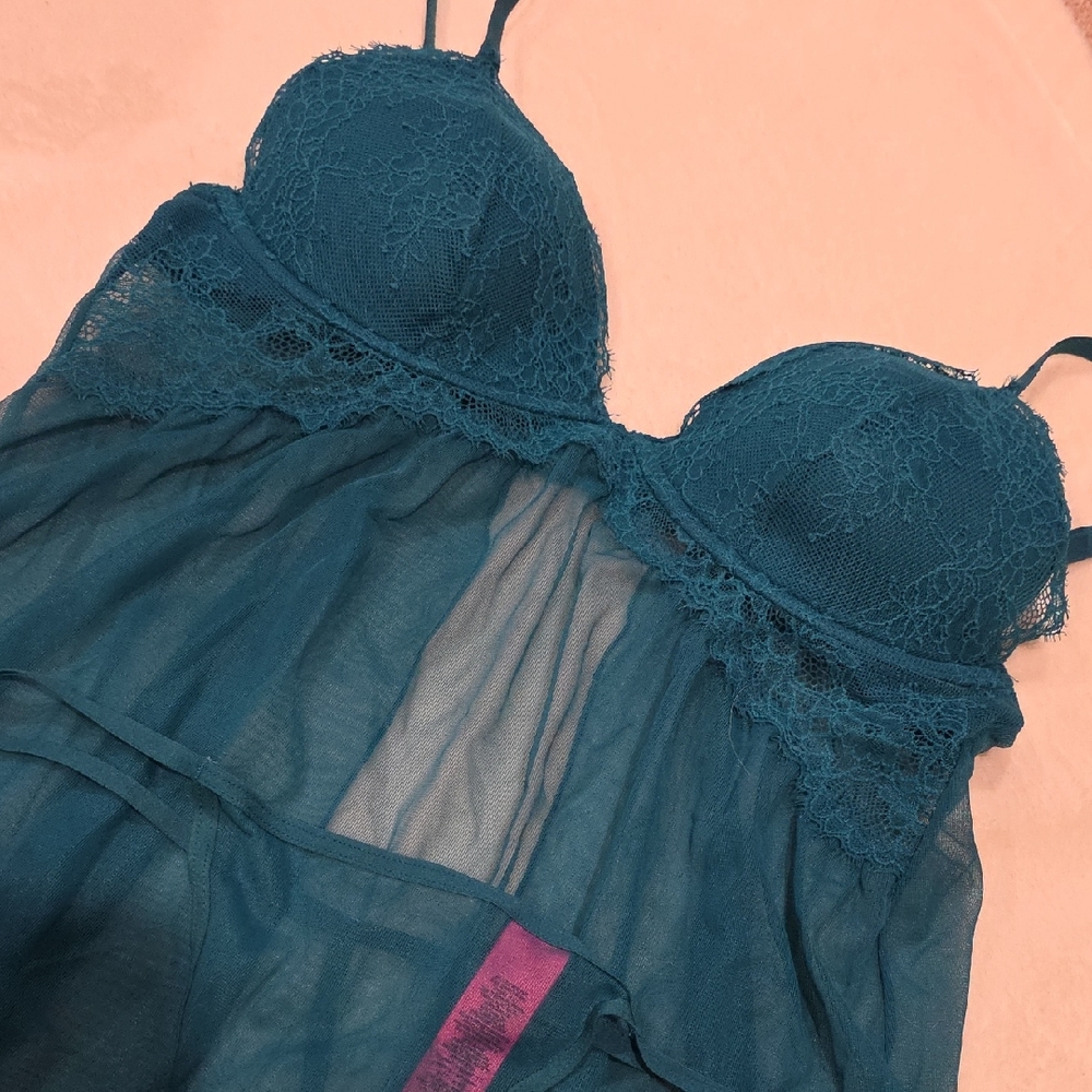 La SENZA Teal Lace Chemise/babydoll